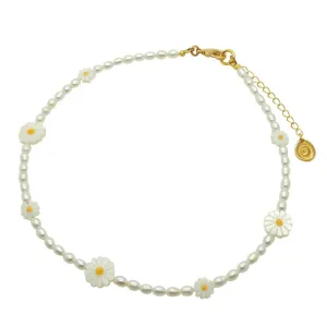 Loves Me Loves Me Not Daisy Charm Freshwater Pearl Choker