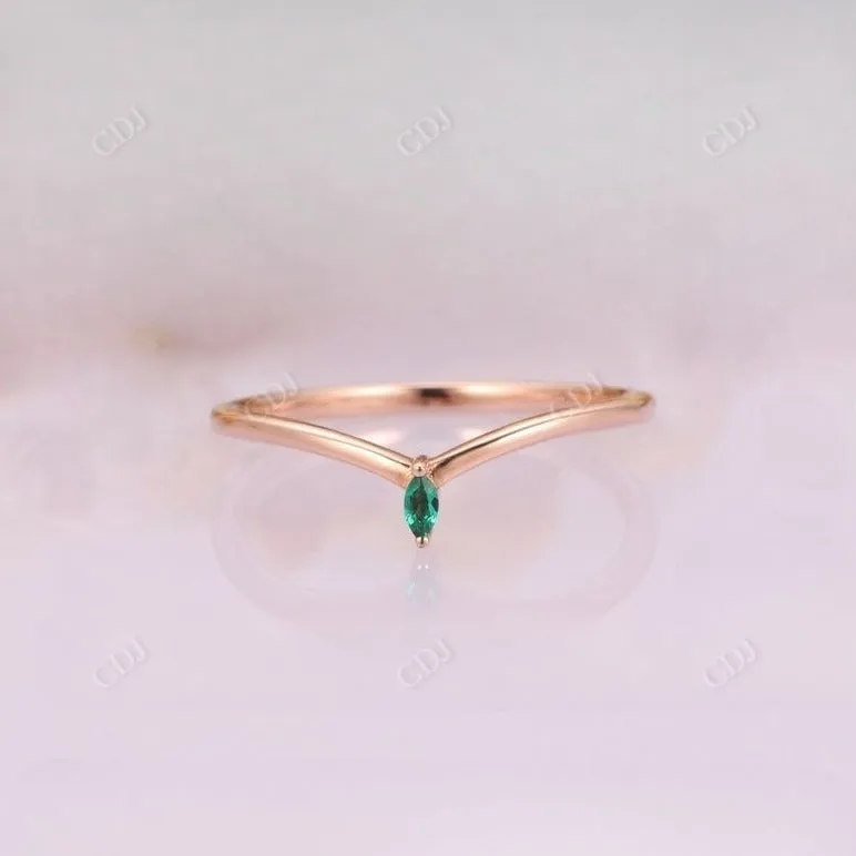 0.05CT Marquise Emerald Real Diamond Wedding Band