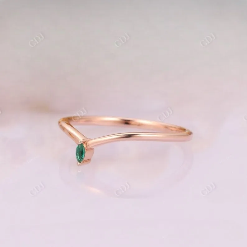 0.05CT Marquise Emerald Real Diamond Wedding Band