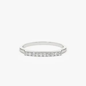 0.10CTW Pave Lab Grown Diamond Bar Setting Minimalist Band