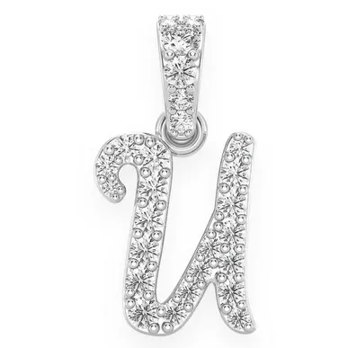 0.10CTW Round Diamond Cursive U Letter Pendant