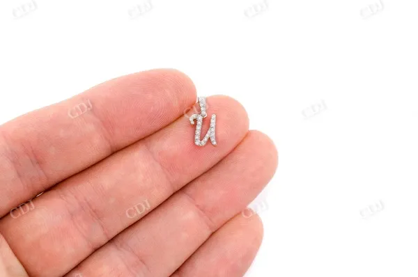 0.10CTW Round Diamond Cursive U Letter Pendant