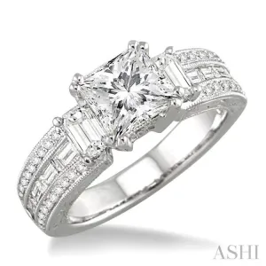 1 1/4 Ctw Diamond Semi-Mount Engagement Ring in 18K White Gold