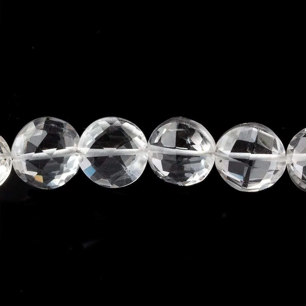 10mm Crystal Quartz Faceted Coin Beads 8 inch 20 pieces