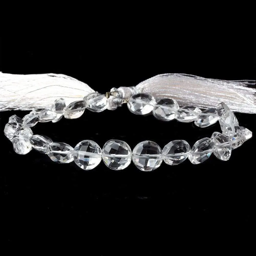 10mm Crystal Quartz Faceted Coin Beads 8 inch 20 pieces