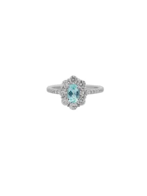 1.29ct Diamond Paraiba Tourmaline Platinum Halo Ring