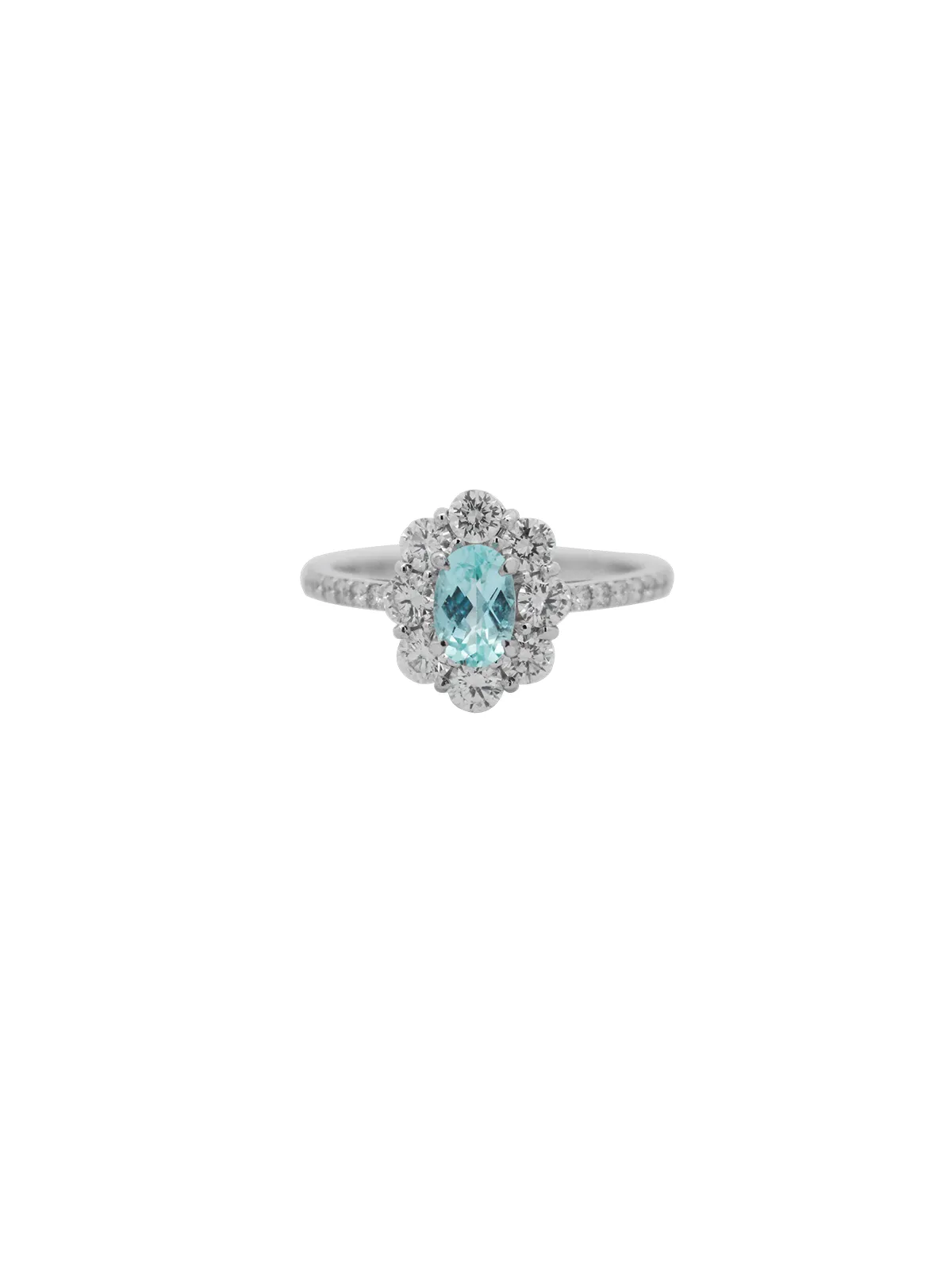 1.29ct Diamond Paraiba Tourmaline Platinum Halo Ring