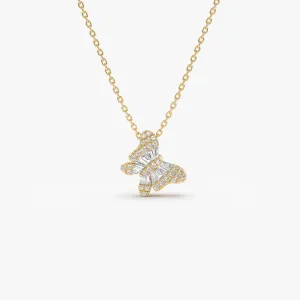 14k Baguette Diamond Butterfly Necklace