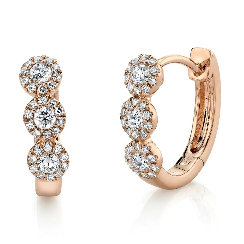 14k Gold 0.37Ct Diamond Huggie Earring, Available in White, Rose and Yellow Gold