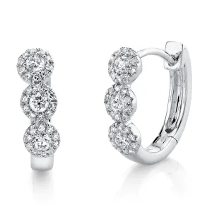 14k Gold 0.37Ct Diamond Huggie Earring, Available in White, Rose and Yellow Gold