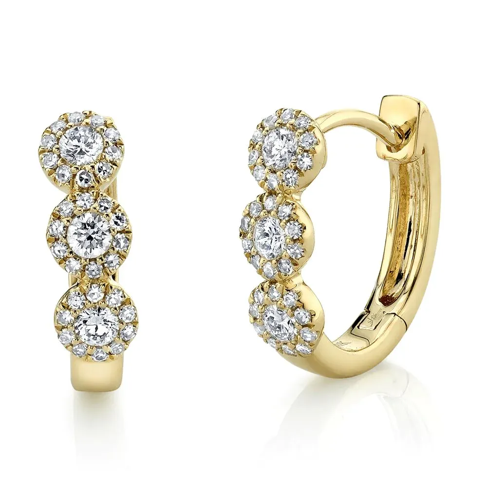 14k Gold 0.37Ct Diamond Huggie Earring, Available in White, Rose and Yellow Gold