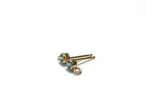 14K Gold Filled, 3mm Swiss Blue Gemstone Post Earring W/ Ring, 14KGF