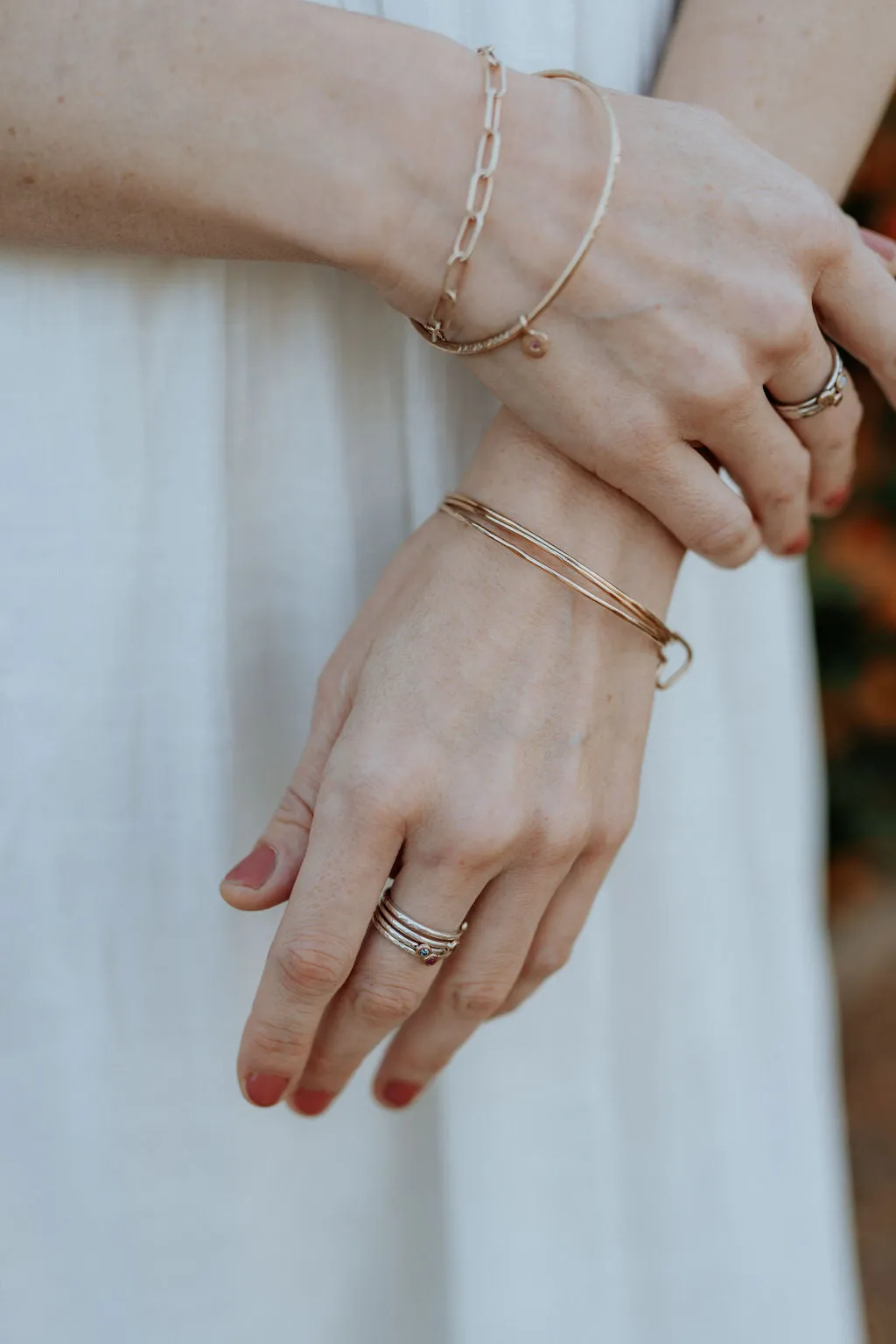 14k gold handmade paper clip chain bracelet