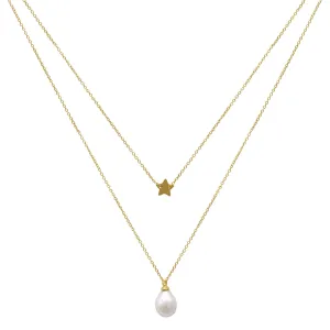 14k Gold Plated Layered Freshwater Baroque Pearl Necklace