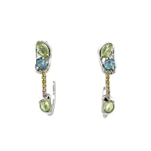 14k Peridot and Blue Topaz Earrings