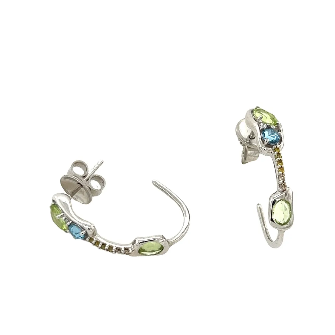 14k Peridot and Blue Topaz Earrings