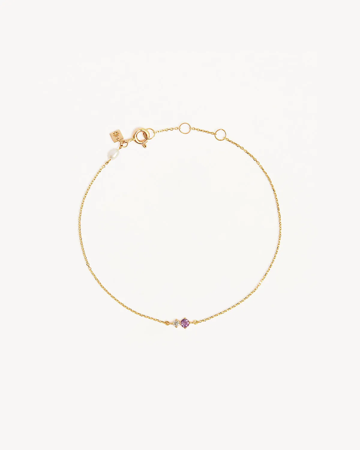 14k Solid Gold Magic Within Birthstone Diamond Bracelet - February - Amethyst