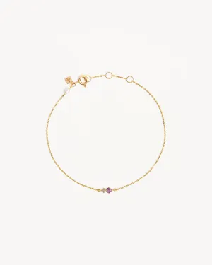 14k Solid Gold Magic Within Birthstone Diamond Bracelet - February - Amethyst