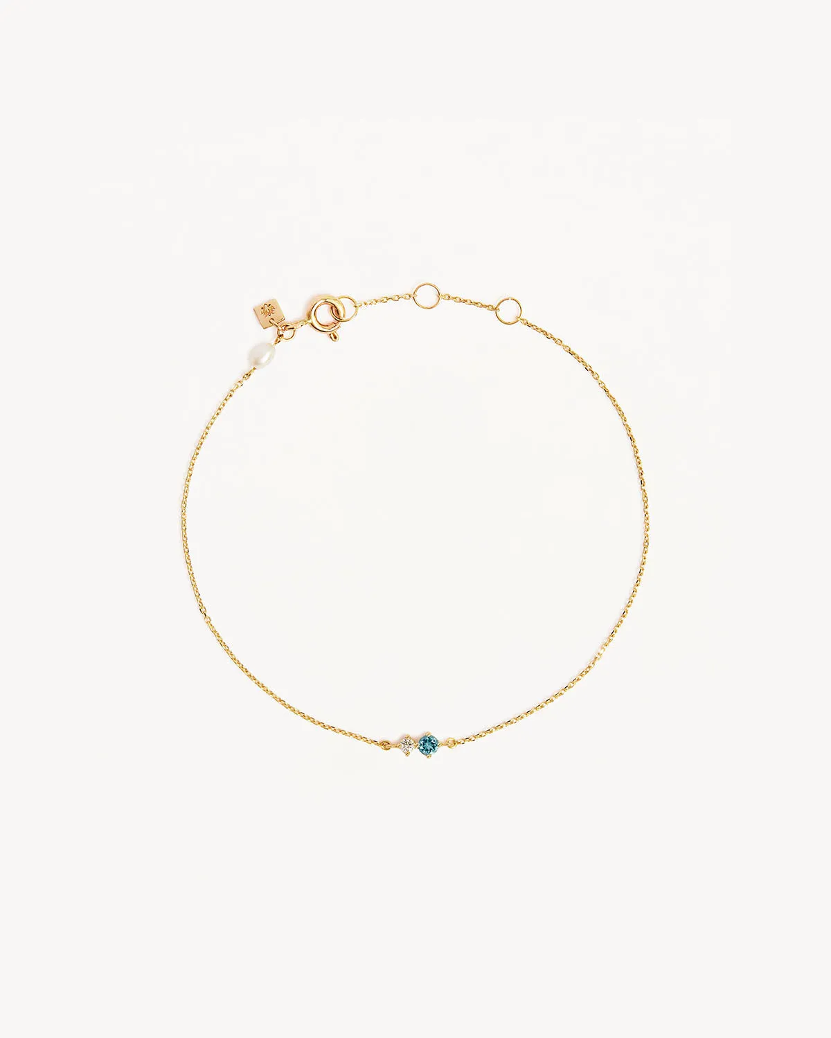 14k Solid Gold Magic Within Birthstone Diamond Bracelet - March - Aquamarine