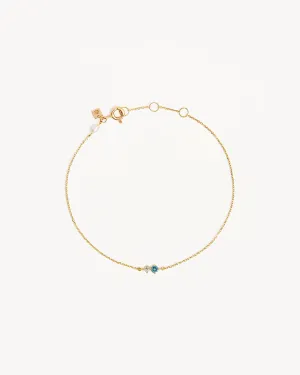 14k Solid Gold Magic Within Birthstone Diamond Bracelet - March - Aquamarine