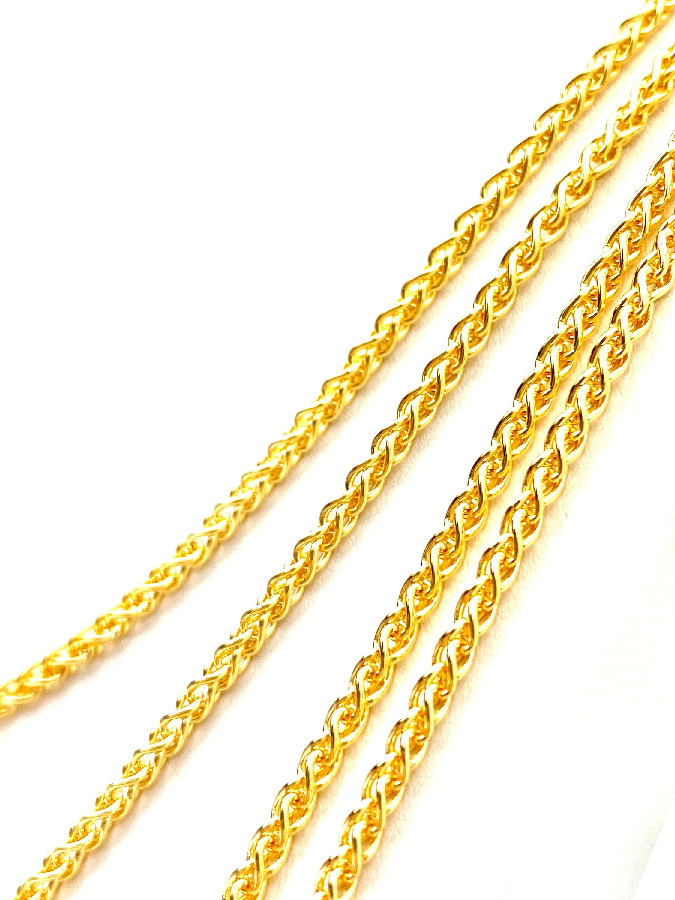 14KGF 2.4mm Wheat Chain 18” 20” 22” 24” , Sku#SM473