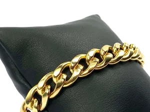 14KGF 8.5” 9mm Curb Chain Bracelet, 14KGF, 14K Gold Filled, 14K Gold Fill, Sku:SM94LC-8.5