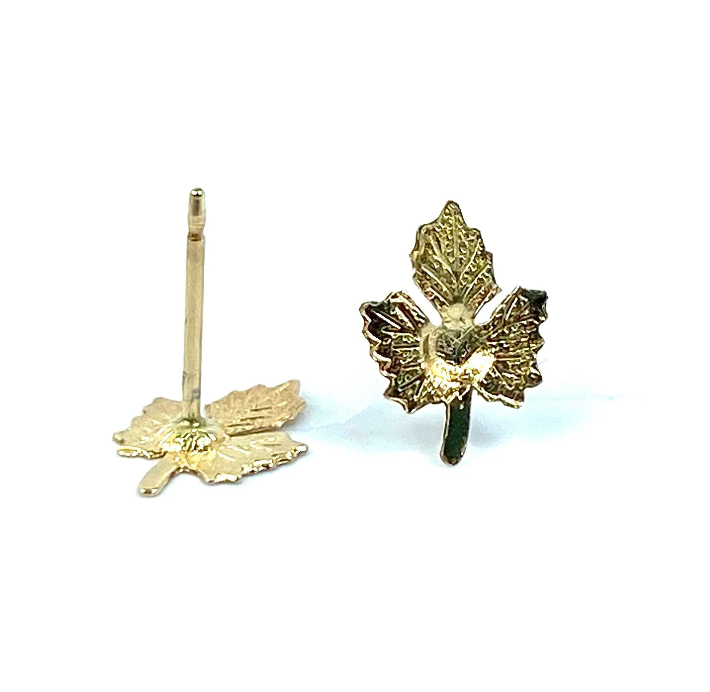 14KGF Maple Leaf Stud Earrings, 14KGF, 14K Gold Filled, 14K Gold Fill, 14K Gold, Sku:898-4