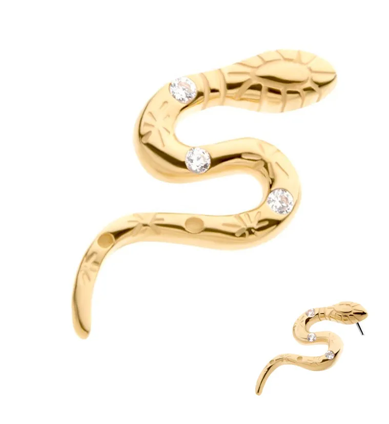 14kt Gold Adorned Gem Snake CZ Threadless Top