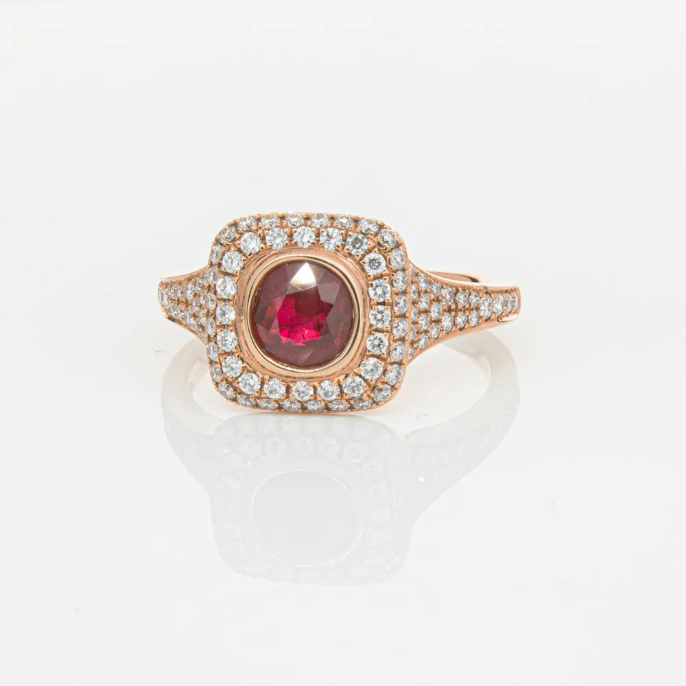 18ct Rose Gold Ruby & Diamond Ring