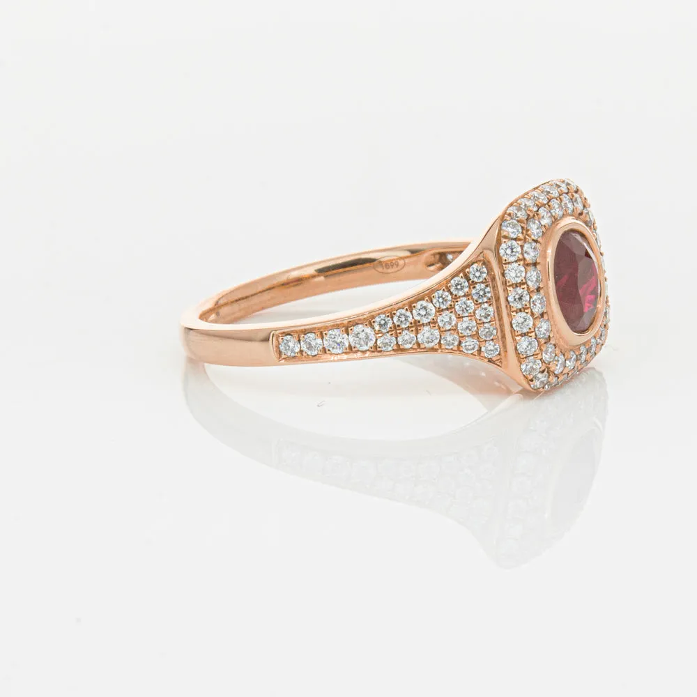 18ct Rose Gold Ruby & Diamond Ring