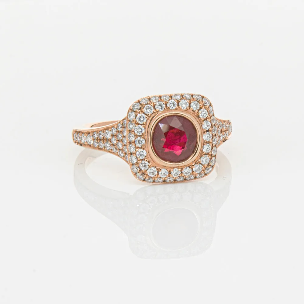 18ct Rose Gold Ruby & Diamond Ring