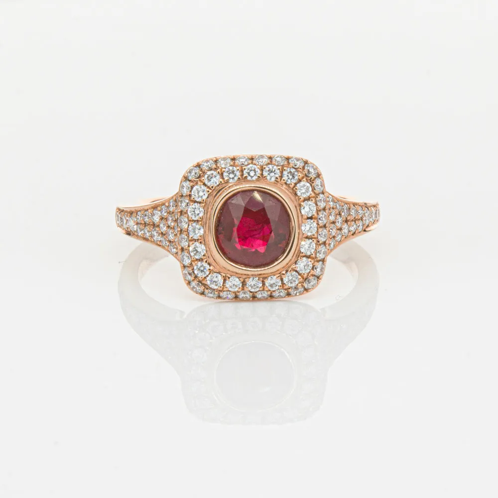 18ct Rose Gold Ruby & Diamond Ring