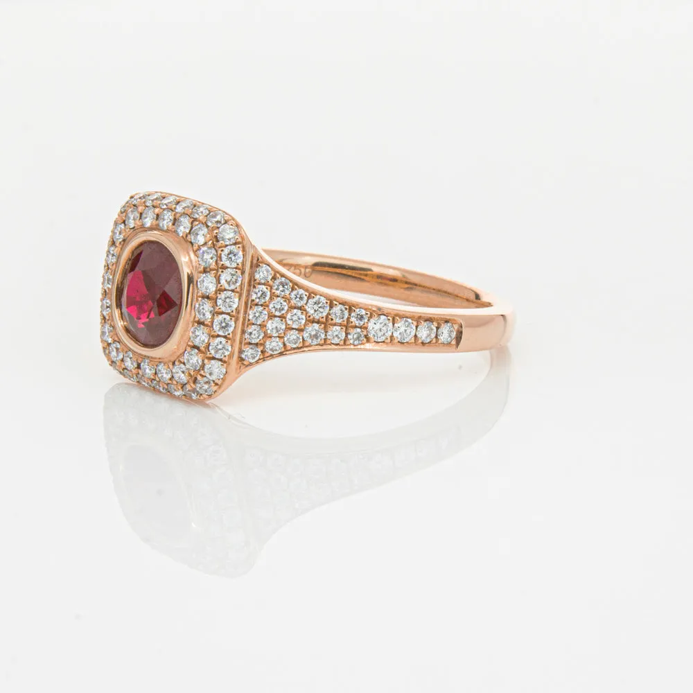 18ct Rose Gold Ruby & Diamond Ring