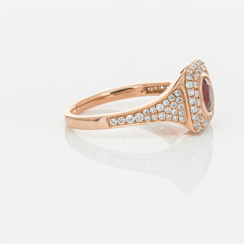 18ct Rose Gold Ruby & Diamond Ring