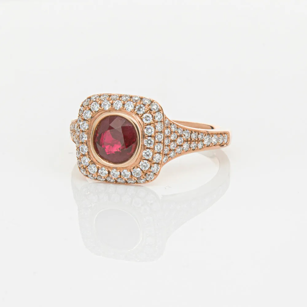 18ct Rose Gold Ruby & Diamond Ring