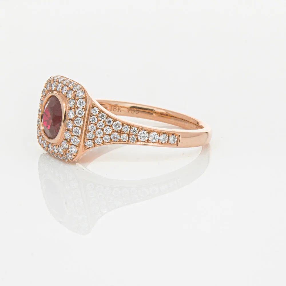 18ct Rose Gold Ruby & Diamond Ring