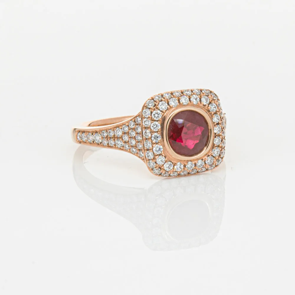 18ct Rose Gold Ruby & Diamond Ring