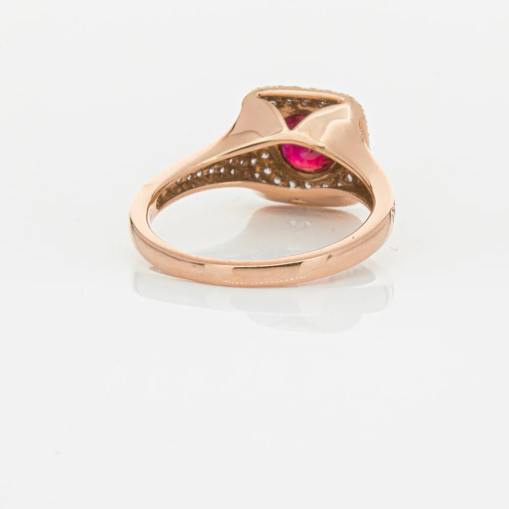 18ct Rose Gold Ruby & Diamond Ring