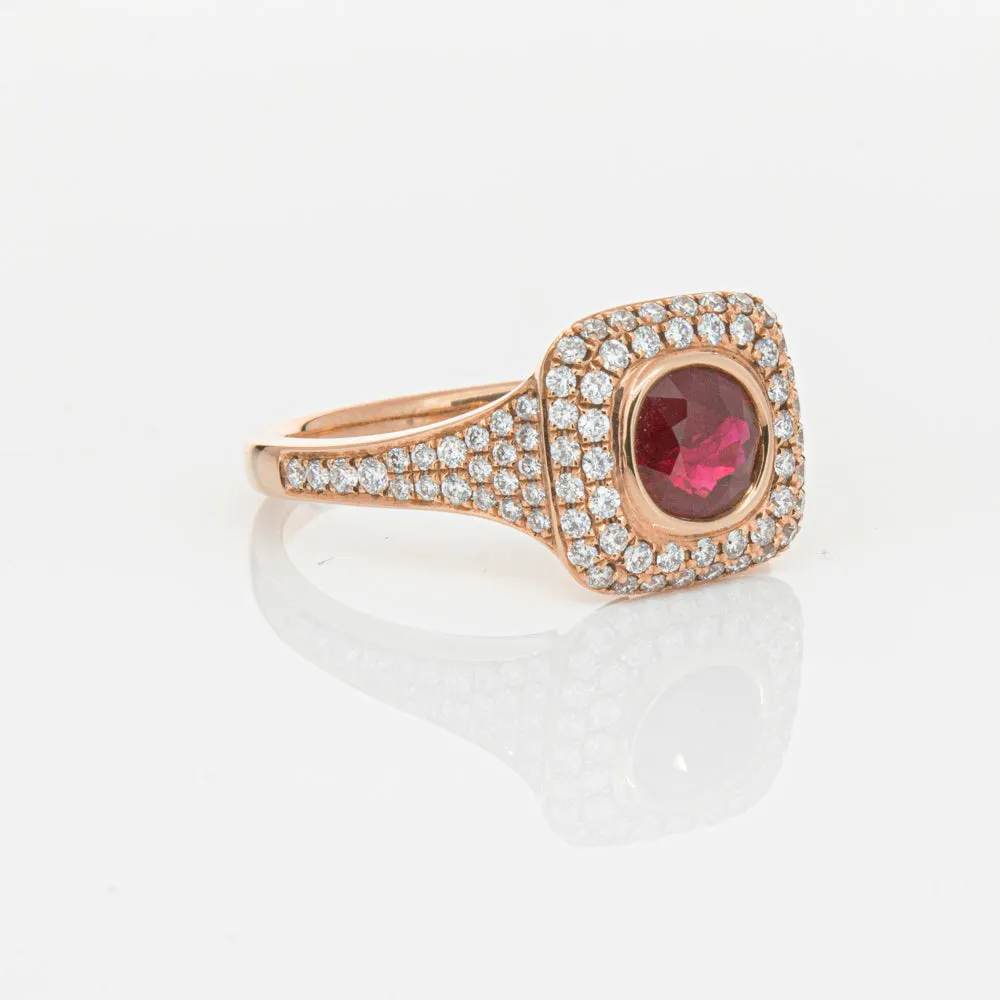 18ct Rose Gold Ruby & Diamond Ring