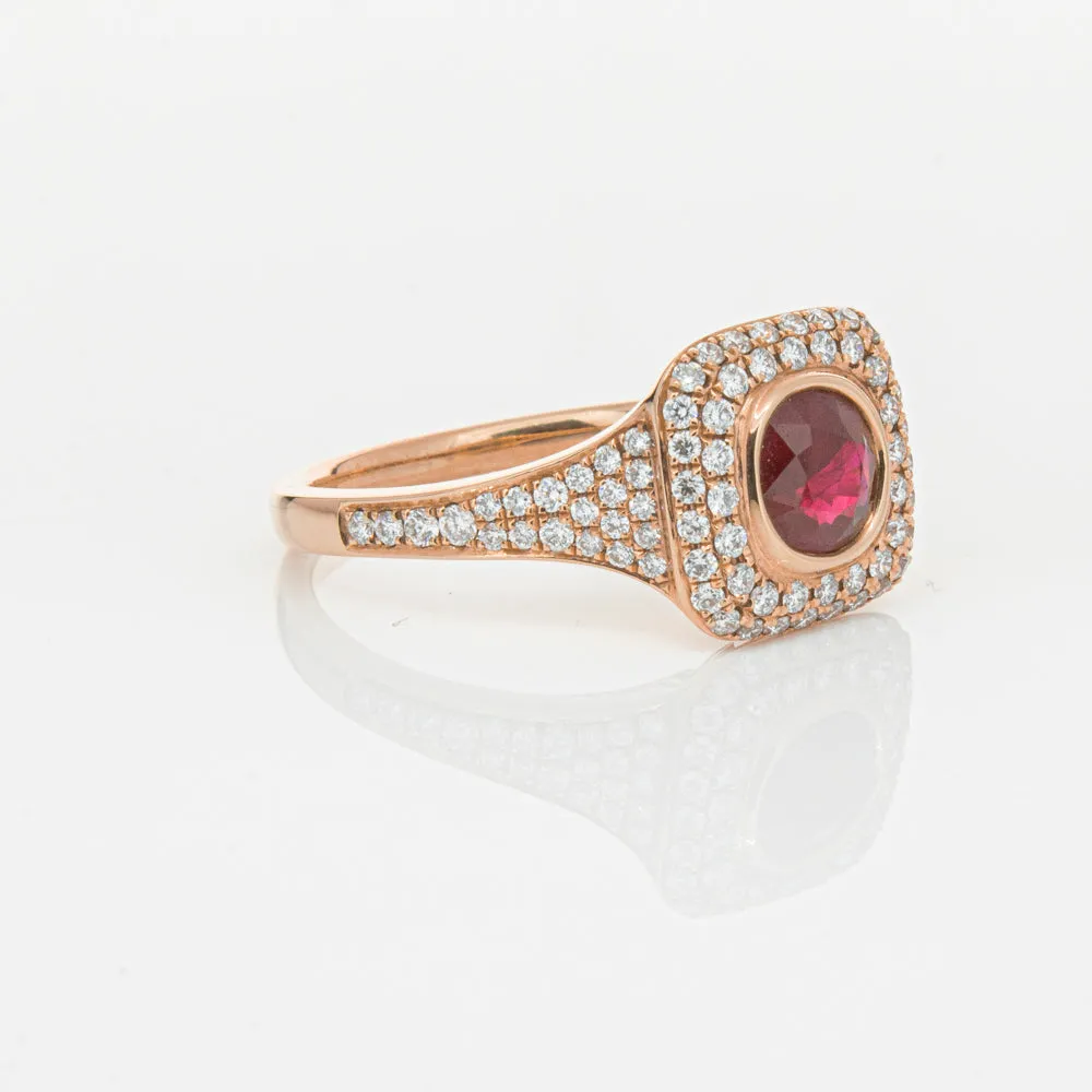 18ct Rose Gold Ruby & Diamond Ring