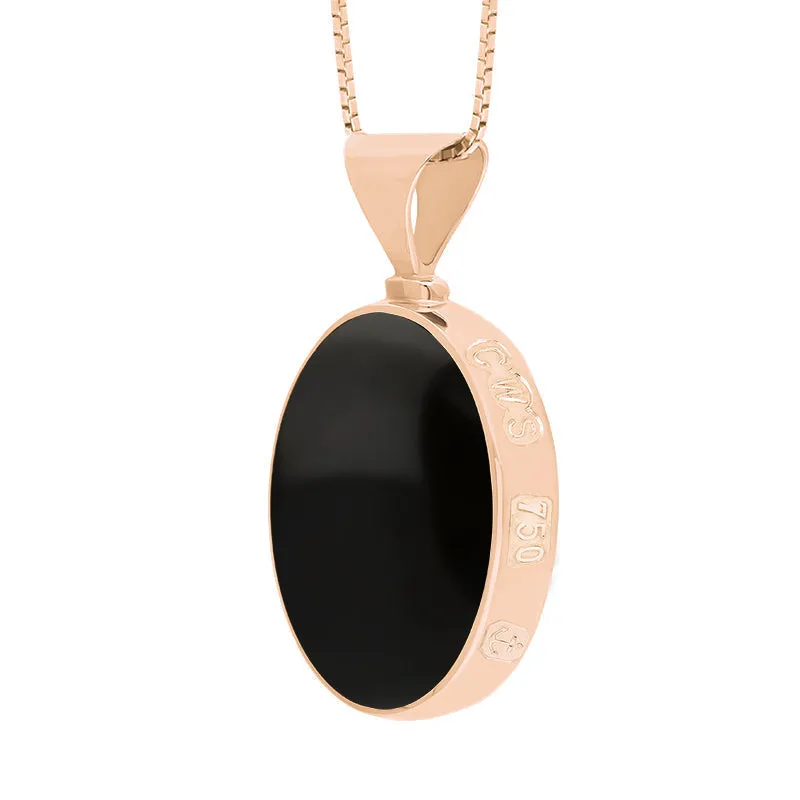 18ct Rose Gold Whitby Jet Lapis Lazuli Queens Jubilee Hallmark Double Sided Oval Necklace