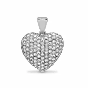 18ct White 0.66ct Diamond Pave Set Heart Pendant