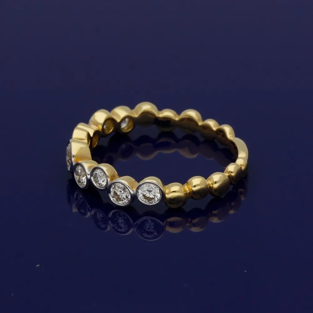 18ct Yellow Gold Diamond Bubble Half Eternity Ring