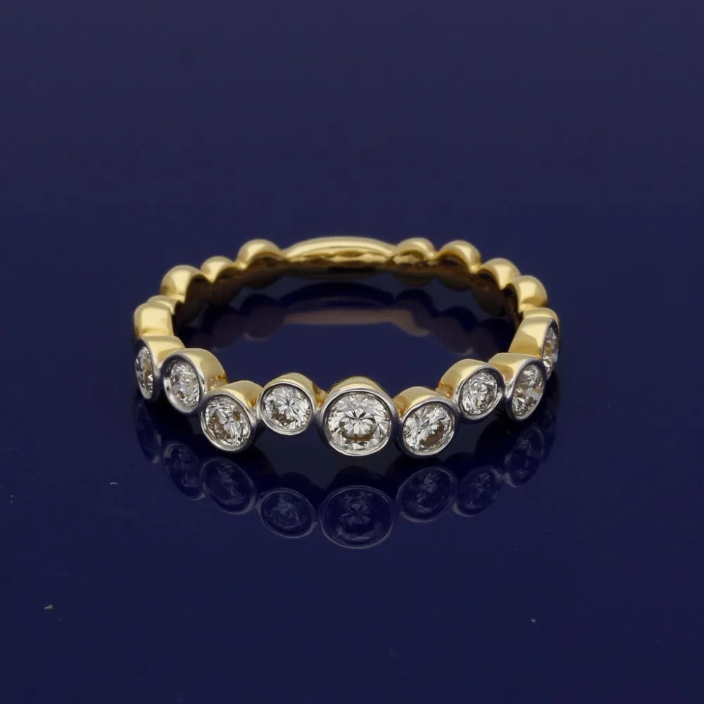 18ct Yellow Gold Diamond Bubble Half Eternity Ring