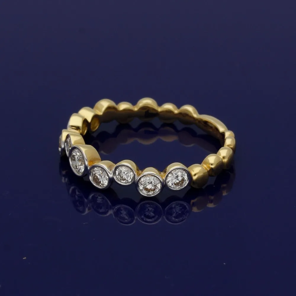 18ct Yellow Gold Diamond Bubble Half Eternity Ring