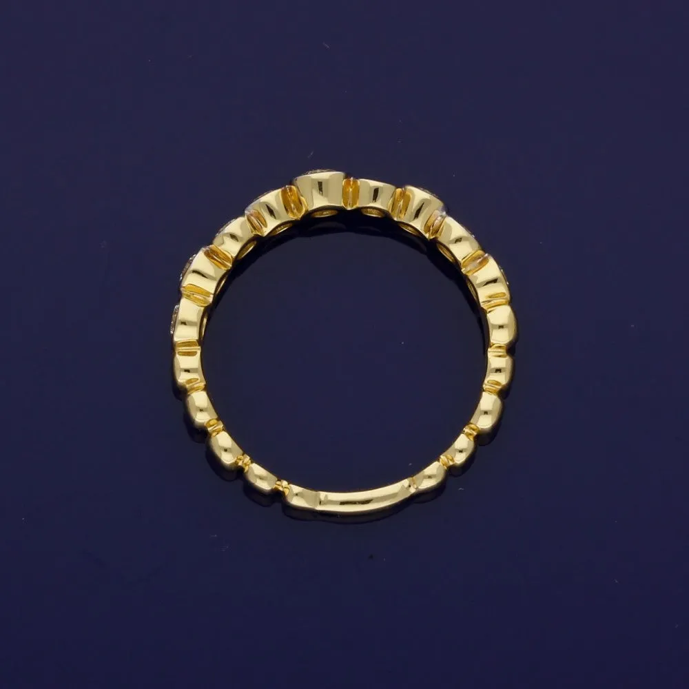 18ct Yellow Gold Diamond Bubble Half Eternity Ring