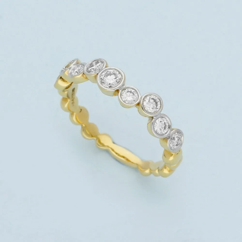 18ct Yellow Gold Diamond Bubble Half Eternity Ring