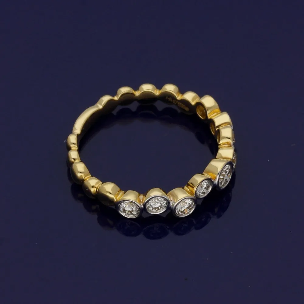 18ct Yellow Gold Diamond Bubble Half Eternity Ring