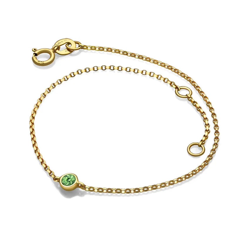 18k Gold August Birthstone Peridot Bracelet