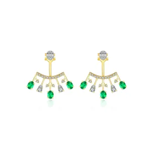 18k Gold Diamond Ear Jacket with Emerald